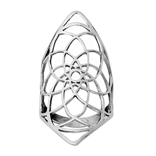 81stgeneration Frauen .925 Sterling Silber Blume des Lebens Rüstung Halber Finger Ring von 81stgeneration