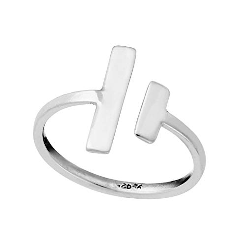 81stgeneration Frauen 925 Sterling Silber Doppelt Stange Bar Umbruch Einstellbar Ring von 81stgeneration