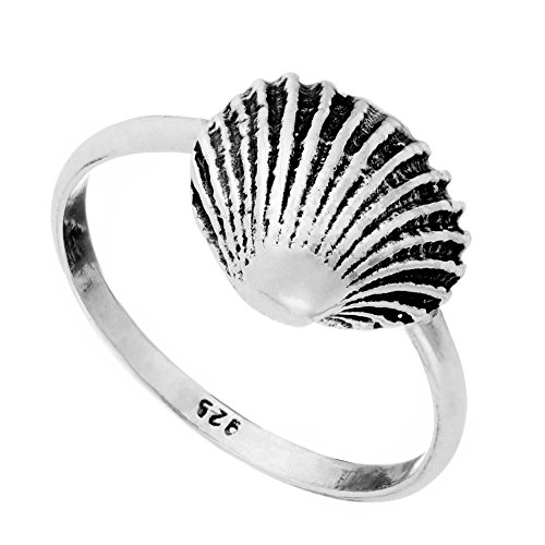 81stgeneration Frauen 925 Sterling Silber Dünnes Band Muschel Shell Ring von 81stgeneration