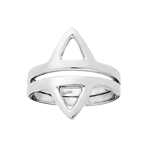 81stgeneration Frauen .925 Sterling Silber Minimalistisch Geometrisch Doppelt Dreieck Ring von 81stgeneration