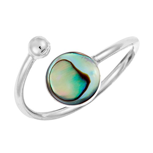 81stgeneration Frauen 925 Sterling Silber 1,5 mm Abalone Muschel Verstellbar Öffnen Ring von 81stgeneration