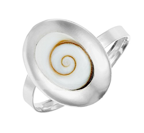 81stgeneration Frauen 925 Sterling Silber 2,4 mm Oval Shiva Auge Muschel Verstellbar Ring von 81stgeneration