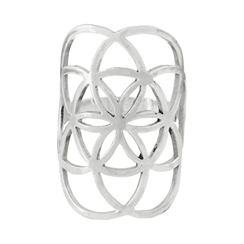 81stgeneration Frauen 925 Sterling Silber Breit Samen des Lebens Rüstung Halber Finger Ring von 81stgeneration