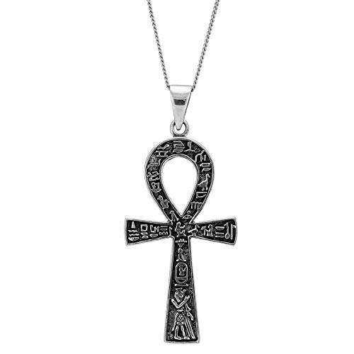 81stgeneration Frauen Herren .925 Sterling Silber Ankh Ägyptisches Kreuz Anhänger Halskette, 46 cm von 81stgeneration