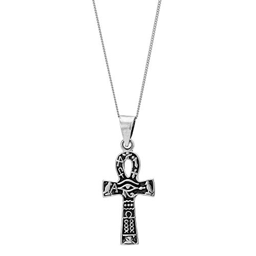 81stgeneration Frauen Herren .925 Sterling Silber Ankh Kreuz Auge des Horus Anhänger Halskette, 46 cm von 81stgeneration