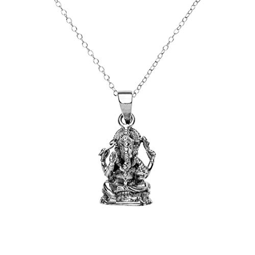 81stgeneration Frauen Männer .925 Sterlingsilber Ganesha Hindi Gott Anhänger mit Halskette, 46 cm von 81stgeneration