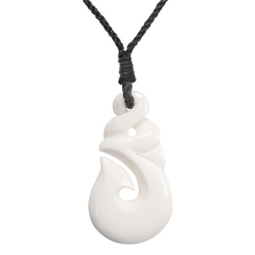 81stgeneration Frauen Männer Hand Geschnitzte Knochen Maori HEI Matau Fisch Haken Anhänger Halskette von 81stgeneration