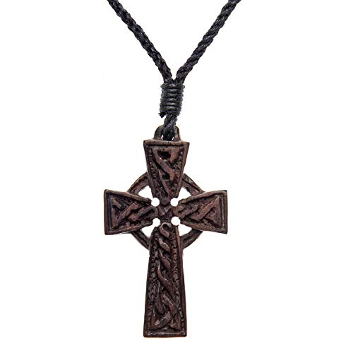 81stgeneration Frauen Männer Holz Keltisch Irish Kreuz Religiöse Anhänger Halskette von 81stgeneration