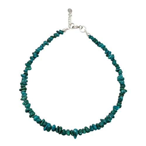 81stgeneration Fußkettchen Knöchel Armband Perlen Türkis 925 Sterlingsilber für Damen, 22 + 2 cm von 81stgeneration
