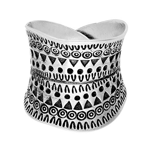 81stgeneration Hill Tribe Silber Tribal-Motiv Verstellbarer Wrap Ring – Breiter Konkaver Band 81stgeneration Hill Tribe Silber Tribal-Motiv Verstellbarer Wrap Ring – Breiter Konkaver Band von 81stgeneration