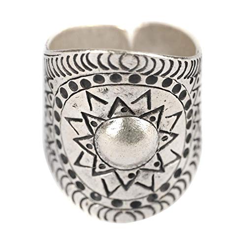 81stgeneration Karen Hill Tribe Fein Reine 999 Sterling Silber Sonne Aztec verstellbare Ringgröße von 81stgeneration