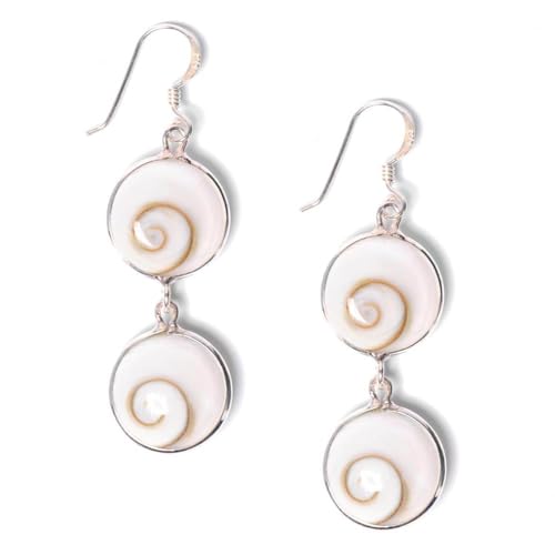 81stgeneration 925 Sterling Silber Runder Doppel Shiva Eye Muschel Ohrhänger von 81stgeneration