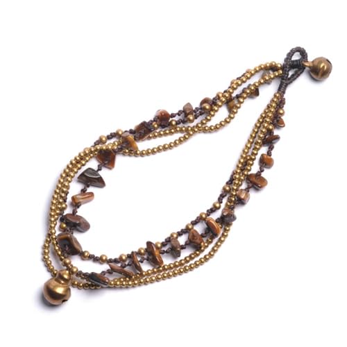 81stgeneration Neu Tigerauge Perlen braun Charme Messing Armband Fußkette von 81stgeneration