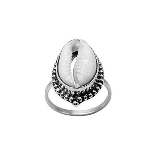 81stgeneration Ring Natürliche Kauri Muschel Boho Bali Vintage-Stil .925 Sterlingsilber für Damen von 81stgeneration