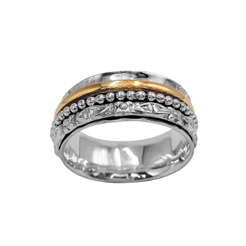 81stgeneration Ring aus 925er Sterlingsilber – Breiter Gehämmerter Russischer Ehering – Florale Messingkugel-Angstringe – Fidget-Spinner-Ring-Set Zur Linderung Von Angstzuständen – Herrenschmuck 81stgeneration Ring aus 925er Sterlingsilber – Breiter Gehämmerter Russischer Ehering – Florale Messingkugel-Angstringe – Fidget-Spinner-Ring-Set Zur Linderung Von Angstzuständen – Herrenschmuck von 81stgeneration