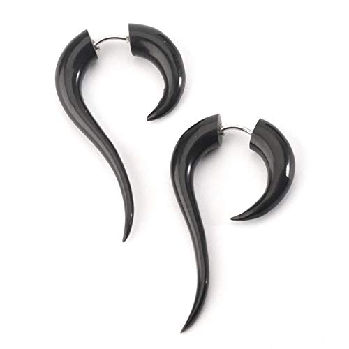 81stgeneration Schwarz geschnitzt 16g Stammes organische Horn Knochen Ohrringe Paar 81stgeneration Schwarz geschnitzt 16g Stammes organische Horn Knochen Ohrringe Paar von 81stgeneration