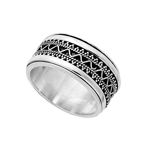 81stgeneration Silberly Männer Frauen 925 Sterling Silber Oxidiert 11 mm Klobig Spinnköder Ring von 81stgeneration