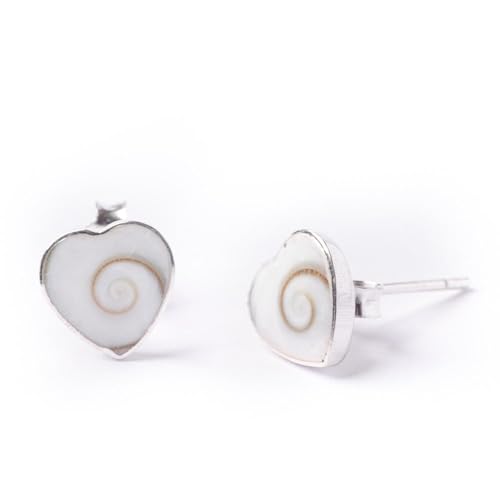 81stgeneration Sterling Silber Herz Shiva Auge weiße Muschel Abalone Ohr Paar Ohrringe von Hand poliert von 81stgeneration