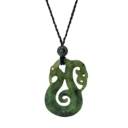 81stgeneration Unisex Geschnitzte Nephrit Jade Grünstein Maori HEI Matau Koru Anhänger Halskette von 81stgeneration