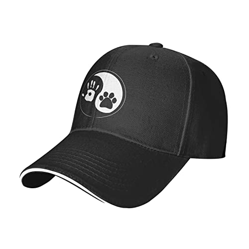 831 Damen Herren Baseballkappe Ying-Yang-Hand-Und-Hund-Pfote Distressed Basecap Verstellbar Baseball Kappen Mode Baseball Kappe Mütze Für Sport Draussen Laufen von 831