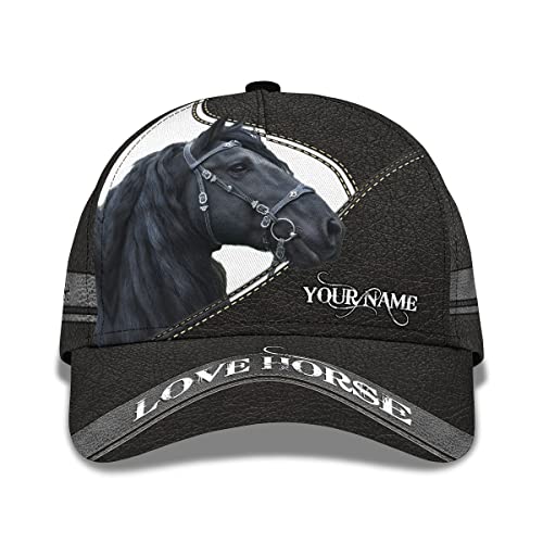 Damen Herren Baseball Kappen Vintage Basecap Mode Outdoor Hut Für Golf Reisen Laufen Schwarzes Pferd 3D Anpassen Für Reiter Bauer Cowboy Cowgirl Casual Farm Animal Design von 831