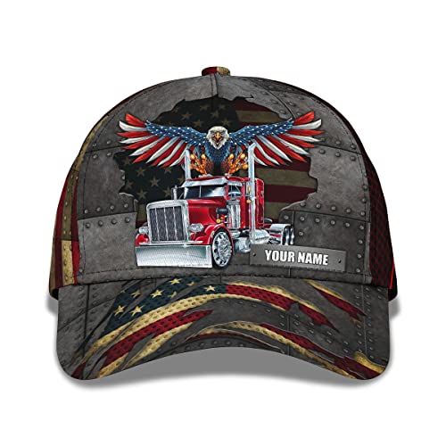 Herren Damen Visier Hut Hip-Hop-Hut Vintage Trucker Kappe Für Reisen Angeln Kundengerechter Redewendungs-Fernlastfahrer-Grafischer Extravaganter Roter Weißkopfseeadler Der LKW-Amerikanischen Flagge von 831