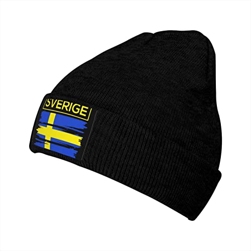 843 Beanie Mütze Sverige Schweden Schwedische Flagge Laufmütze Dehnbar Mütze Klassische Damen Beanie Mütze, Für Herbst, Skifahren, Radfahren von 843