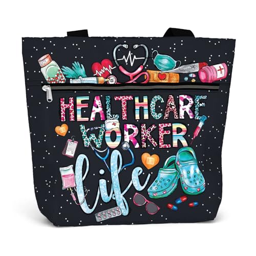 84hoods Große wasserdichte Tragetasche mit Taschen und Reißverschluss für die Arbeit Geschenk für Krankenschwester Umhängetasche für Frauen, Arbeitsleben im Gesundheitswesen, Large von 84hoods