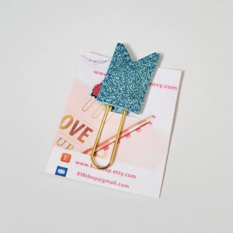 Blau Glitter Flagge Planer Clip | Büroklammern Zubehör Zeitschrift Marker Lesezeichen Lehrer Freunde Geschenke von 868shop