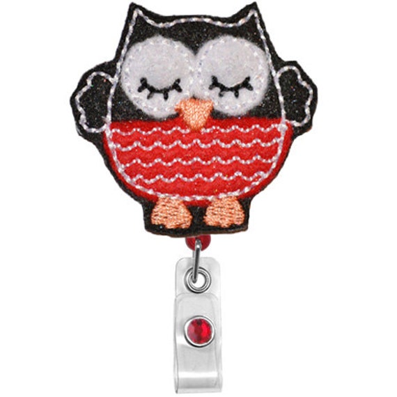 Hübsch Schwarz Rote Eule-Badge Holder - Krankenschwestern Abzeichen Inhaber Hübsch Rollen Eindeutige Id Badge Brosche Rn Reel von 868shop