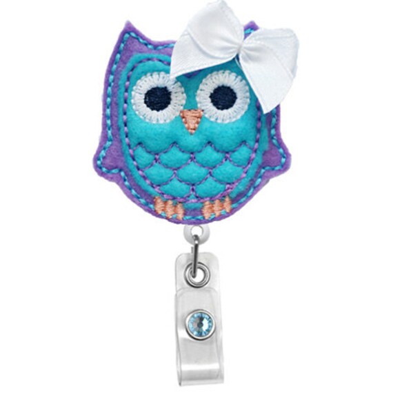 Lila Blaue Schleife Eule-Badge Halter - Krankenschwestern Ausweisinhaber Süße Abzeichen Walzen Eindeutige Id Badge Filz-Abzeichen Rn Reel von 868shop