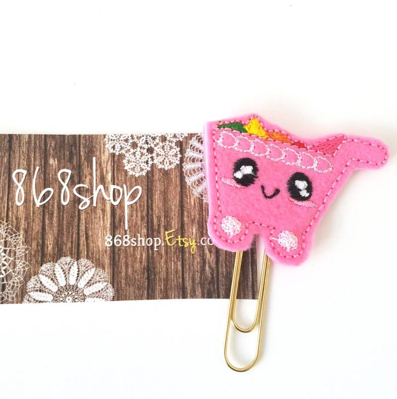 Rosa Einkaufen Supermarkt Einkaufswagen Planer Clip| Papier Clips| Accessory| Zeitschrift Marker| Bookmark| Teachers| Friends| Geschenke von 868shop