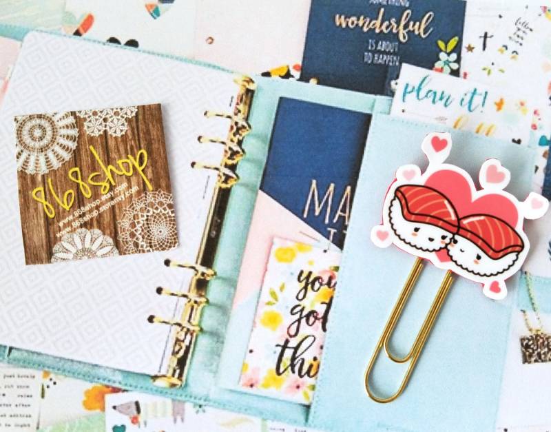 Sushi Love Planer Clip | Büroklammern Planer-Zubehör Journal-Marker Lesezeichen Lehrer Freunde Geschenke von 868shop