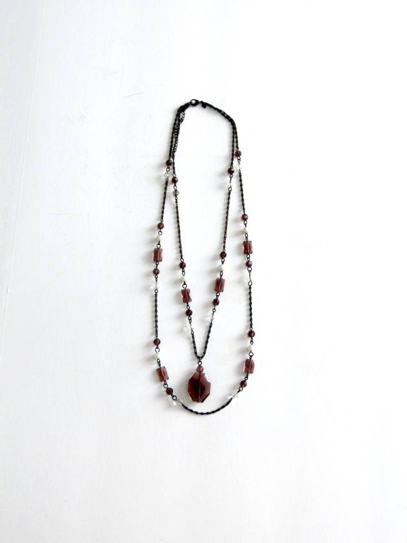 Vintage Doppelte Violette Anhänger Halskette von 86Vintage86