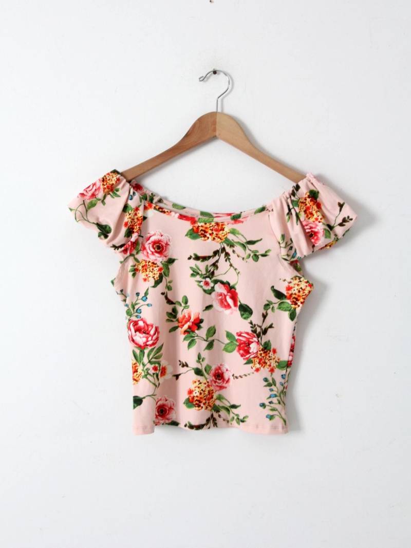 Vintage Rüschenbluse Mit Rosenprint von 86Vintage86