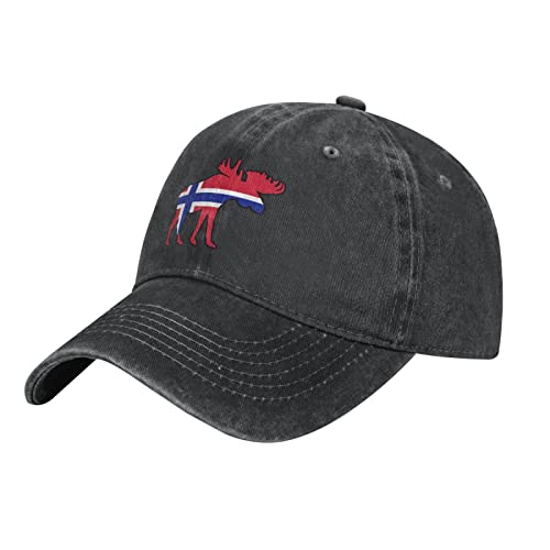 874 Baseballkappe Elch Mit Norwegen-Flagge, Unisex-Low-Profile-Design Baseball Mützen Verstellbare Dad Hat Verstellbar Basecap Für Wandern Distressed Stickerei Cap Cotton Basecap von 874