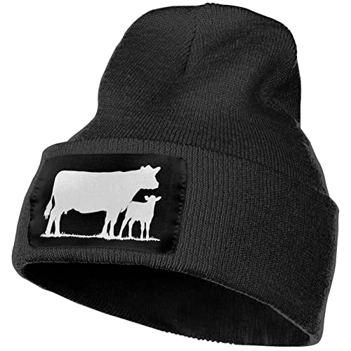 874 Beanie Mütze Kuh Mit Kalb Strickmütze Klassisches Beanie Hat Bequeme Cuffed Hats Für Wandern Camping Skifahren von 874