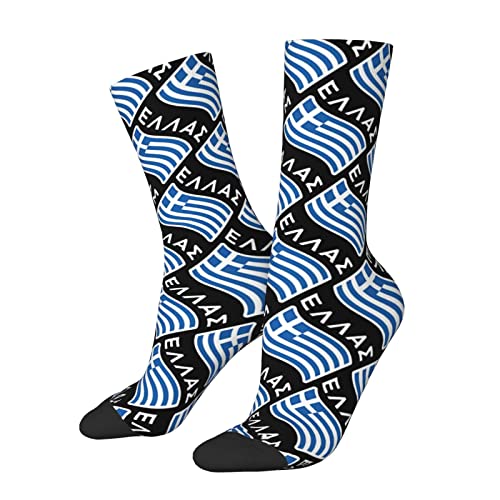 874 Fahrradsocken, Griechische Griechenland-Spruchflagge Arbeitssocken Unisex Radsport Socken Premium Sneaker Socken Für Everyday Wandern Geschenk 40cm von 874