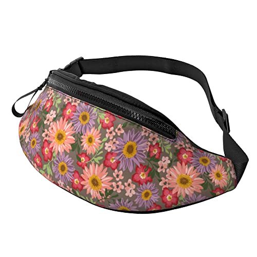 Bauchtasche Pfirsich-Lavendelblüten Unisex Gurttasche Stylisch,Multifunktionale Umhängetaschen Für Damen Wandern Fahrrad 14X35Cm von 874