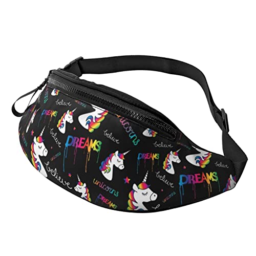 Bauchtasche Uni-Corn Dreams Magischer Regenbogen Unisex Gurttasche Stylisch,Atmungsaktiv Gürteltasche Für Aktivitäten Joggen Herren 14X35Cm von 874