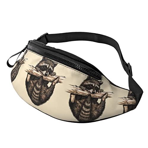 Bauchtasche Waschbär Unisex Hüfttasche Mit Reißverschluss,Mode Gürteltasche Für Herren Wandern Reisen 14X35Cm von 874