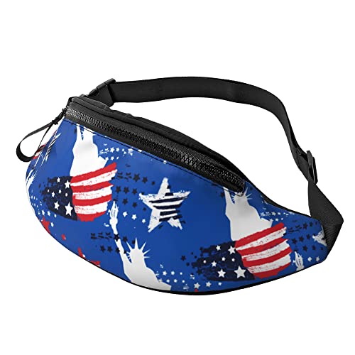 Brusttasche Statue Freiheit Amerikanische Flaggen Unisex Umhängetaschen Große Kapazität,Atmungsaktiv Hüfttasche Für Fahrrad Geschenke Herren 14X35Cm von 874