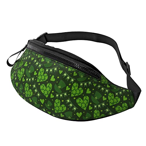 Damen Bauchtasche Grünes Herzkleeblatt Unisex Waist Fanny Pack Stylisch,Atmungsaktiv Bauchtasche Für Joggen Wandern Fahrrad 14X35Cm von 874