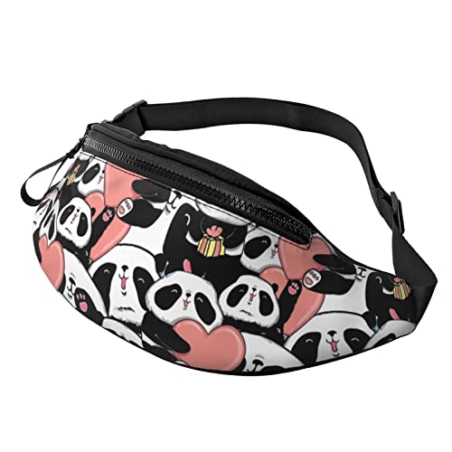 Damen Bauchtasche Liebestag-Panda Mit Herz Unisex Damen Brustbeutel Mode,Atmungsaktiv Lauftasche Für Herren Reisen Damen 14X35Cm von 874