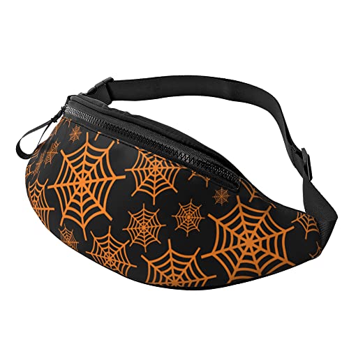 Damen Bauchtasche Orangefarbenes Halloween-Spinnennetz Unisex Gurttasche Stylisch,Multifunktionale Umhängetaschen Für Outdoor Hundetraining Joggen 14X35Cm von 874