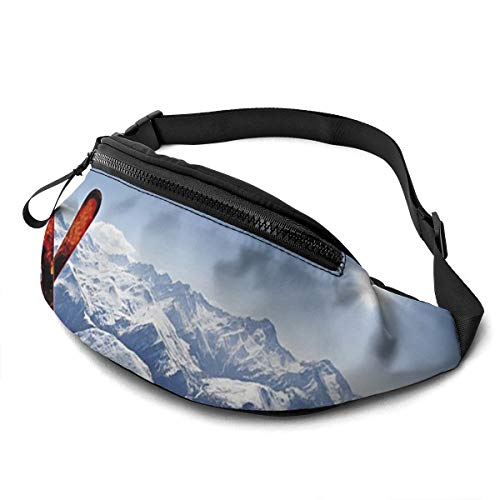 Damen Bauchtasche Paar Cross-Ski Im Schnee Unisex Sport Gürteltasche Multifunktionale,Mode Umhängetaschen Für Aktivitäten Outdoor Laufen 14X35Cm von 874