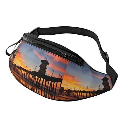 Damen Bauchtasche Sonnenuntergang Am Huntington Beach Pier Unisex Gurttasche Atmungsaktiv,Stylisch Taillentasche Für Sport Aktivitäten Outdoor 14X35Cm von 874