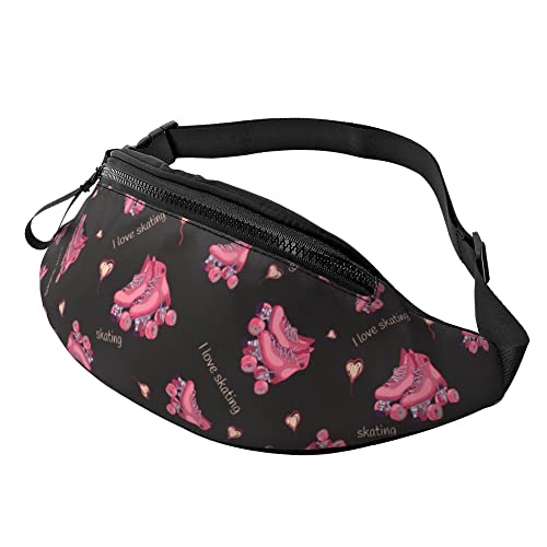 Damen Brustbeutel Ich Liebe Skaten Unisex Waist Fanny Pack Große Kapazität,Verstellbarer Sport Hüfttasche Für Herren Laufen Spazieren 14X35Cm von 874