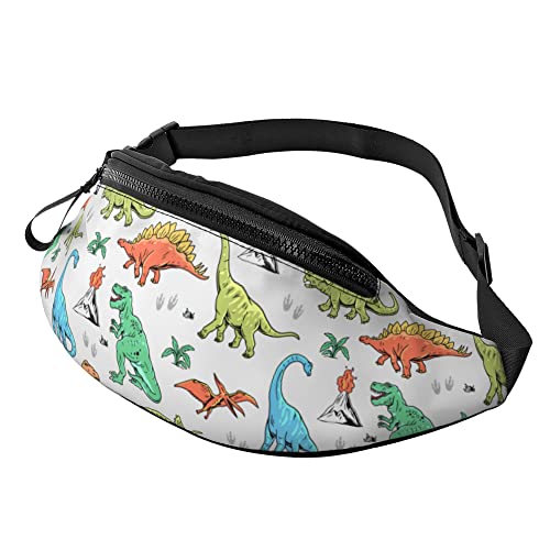 Damen Brustbeutel Weißer Handgezeichneter Dinosaurier Unisex Umhängetaschen Stylisch,Atmungsaktiv Sporttasche Für Camping Damen Running 14X35Cm von 874