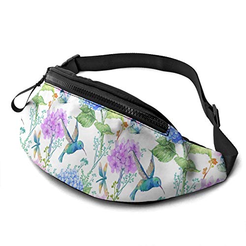 Gürteltasche Blumen Schmetterlinge Kolibri Unisex Bauchtasche Mode,Verstellbarer Brusttasche Für Reisen Sport Herren 14X35Cm von 874